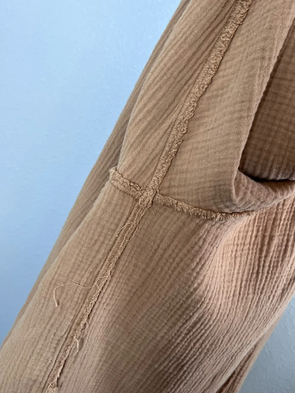 Aerie Pool to Party Cotton Gauzy Sz L Neutral Beachy Coverup Button Front Shirt - Picture 12 of 16